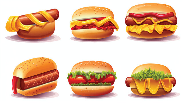 set of kinds of burger