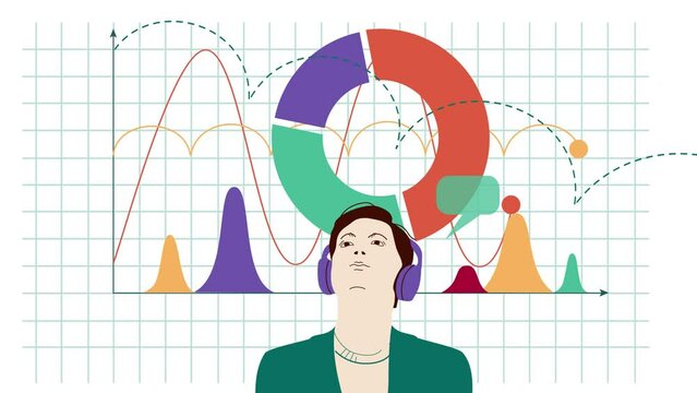 Sales analytics vector animation. Office manager and computational data analysis motion design. Business Statistics page, animated banner, cover template, illustration.