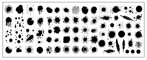 set of spots and stains. Black ink stains vector illustration	