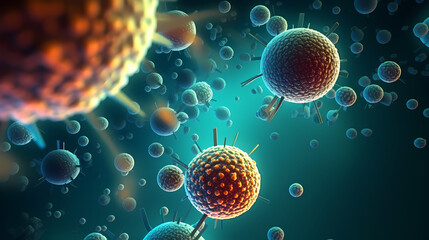 Various shapes of bacteria, probiotics on light background, macro shot of different types of bacteria