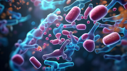 Macroscopic observation of organisms bacteria and cells and viruses under laboratory microscope