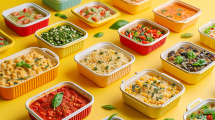 Feast of Colors - A Tempting Array of Delicious Containers on Vibrant Background