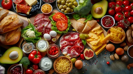 Foto op Plexiglas Bountiful Feast: A Collage of Delicious Foods © Tharshan