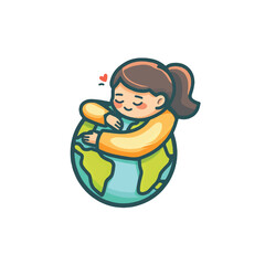 Fototapeta na wymiar Woman hugging Earth.
