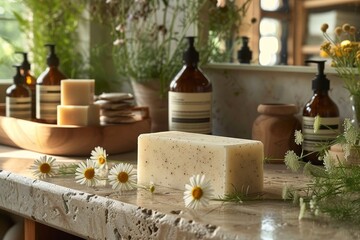 A fragrant vase of flowers and a block of creamy parmigiano reggiano sit atop the rustic indoor cheese-making table, showcasing the perfect pairing of dairy and flora