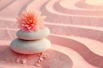 Fototapeta na wymiar Abstract peach fuzz pantone serene and simplistic scene of nature's balance. 