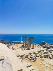 Ruins of Acropolis of Lindos view, Rhodes, Greece