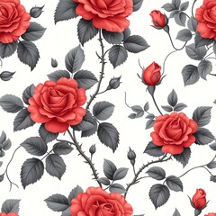 Classic Red Roses with Monochrome Leaves