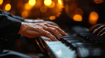 A close-up of a pianist's hands on the keys, expressing the artistry of classical music.