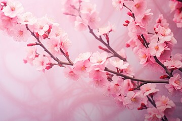 Obraz na płótnie Canvas The image captures the exquisite beauty of delicate pink flowers blooming on a close-up view of a branch, Sakura, Cherry blossom, Spring flowers, Floral background, AI Generated