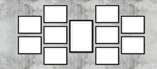 Realistic picture frame collage isolated on white background for mockup. Perfect for your presentations. wall interior with photo frame collage.
