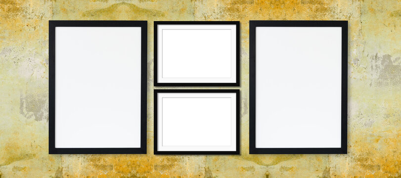 Realistic picture frame collage isolated on white background for mockup. Perfect for your presentations. wall interior with photo frame collage.
