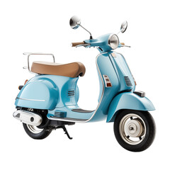 Timeless Ride: Classic blue Scooter isolated on transparent and white background. Ideal for use in advertising. Generative ai