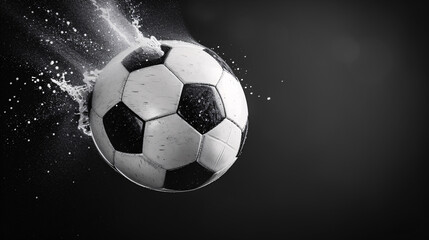Naklejka premium kinetic energy of a suspended soccer ball frozen in mid-air