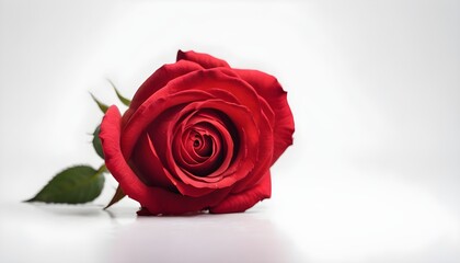 single red rose macro on white background, greetings card for valentine's day or weddings 