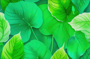 Tropical leaves background. illustration. Green leaves background.