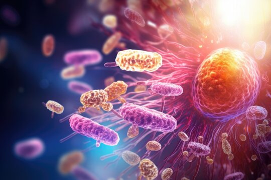 Group of Cell Phones for Sale - Affordable, High-Quality Devices, Probiotics bacteria biology science microscopic medicine digestion stomach escherichia coli treatment health care, AI Generated