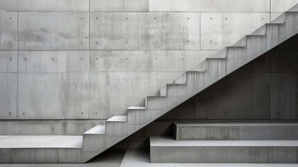 A minimalist architectural detail - a concrete staircase with clean lines and no embellishments.