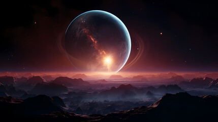 Space galaxy background, 3D illustration of nebulae in the universe