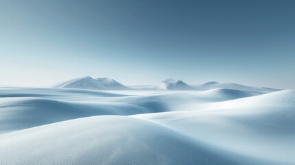 A serene, snowy landscape with pristine white expanses, exemplifying minimalist purity in winter.