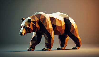 Bear animal geometric design illustration image Ai generated art