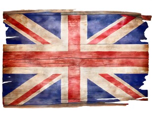 Fototapeta premium Great Britain United Kingdom National Flag painted on a old and worn wooden board. Background of british flag colours. Banner header image.
