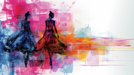 An abstract collage of fashion sketches, illustrating the dynamic creativity in the world of style.