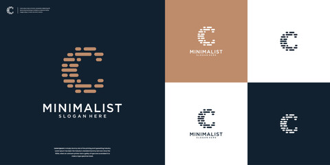 Modern creative line art letter C logo