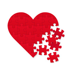 red puzzle heart
