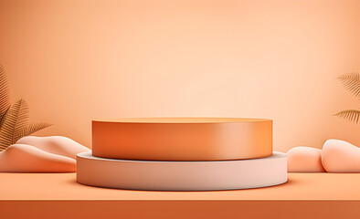 Product podium on a soft peach background