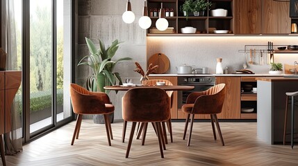 an elegant and practical chair table set, adding a touch of vintage sophistication to a cozy indoor living space.