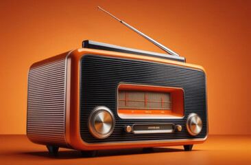 World Amateur Radio Day, International Media Day, old radio, retro radio, orange background