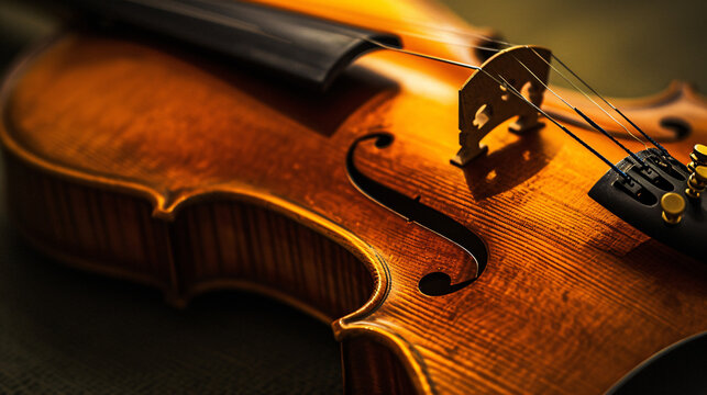harmony of musical instruments, focusing on the elegant curves of a violin 