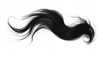 Black horsehair, ponytail or mane, lock of hair on a white background - obrazy, fototapety, plakaty