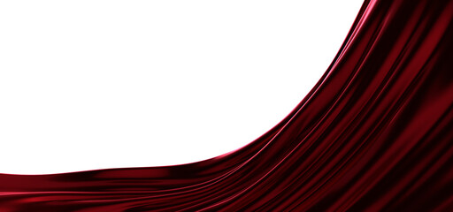 red wave silk satin fabric on white background for grand opening ceremony other occasion