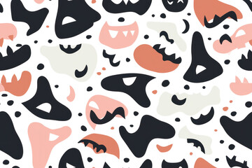 Fototapeta premium Pastel Halloween Pattern on Transparent Background