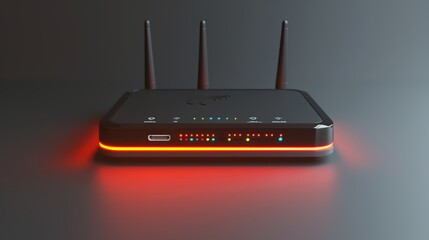 Simple internet wifi router with antennas 3d render illustration.  - obrazy, fototapety, plakaty