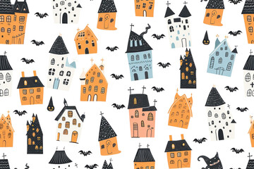 Pastel Halloween Pattern With Cartoon Charm