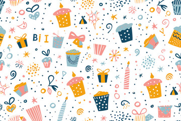 Pastel Birthday Holiday Seamless Pattern