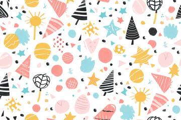 Pastel Birthday Holiday Seamless Pattern