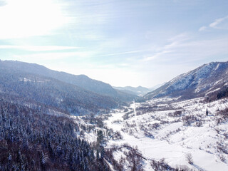 Fototapeta na wymiar In winter, Kure Mountain National Park, Drahna Valley, Ulus, Bartın, Turkiye