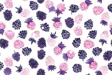 Pastel Berry Pattern on Transparent Background