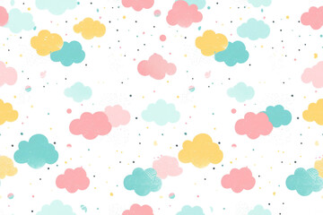 Fototapeta na wymiar Pastel Cloud Pattern on Transparent Background