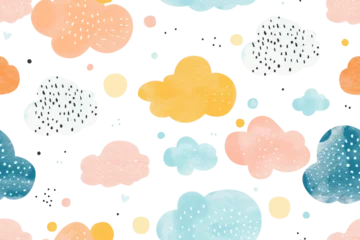 Fotobehang Pastel Clouds Pattern on Transparent Background © Аrtranq