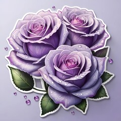 Lavender Roses Adorned with Dew