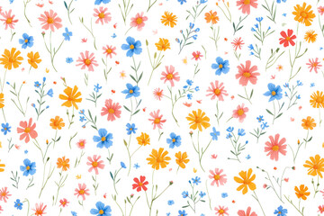 Pastel Floral Pattern on Transparent Background