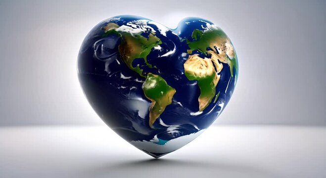 Earth in the shape of a heart, ecology and environment. Earth day concept