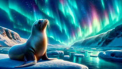 A navy seal looks at the northern lights