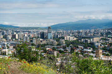 Obraz premium Tbilisi's cityscape from the Mtatsminda hill