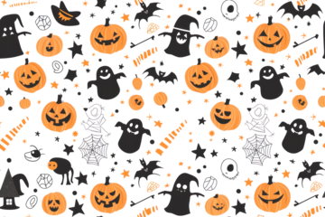 Pastel Halloween Theme Seamless Pattern